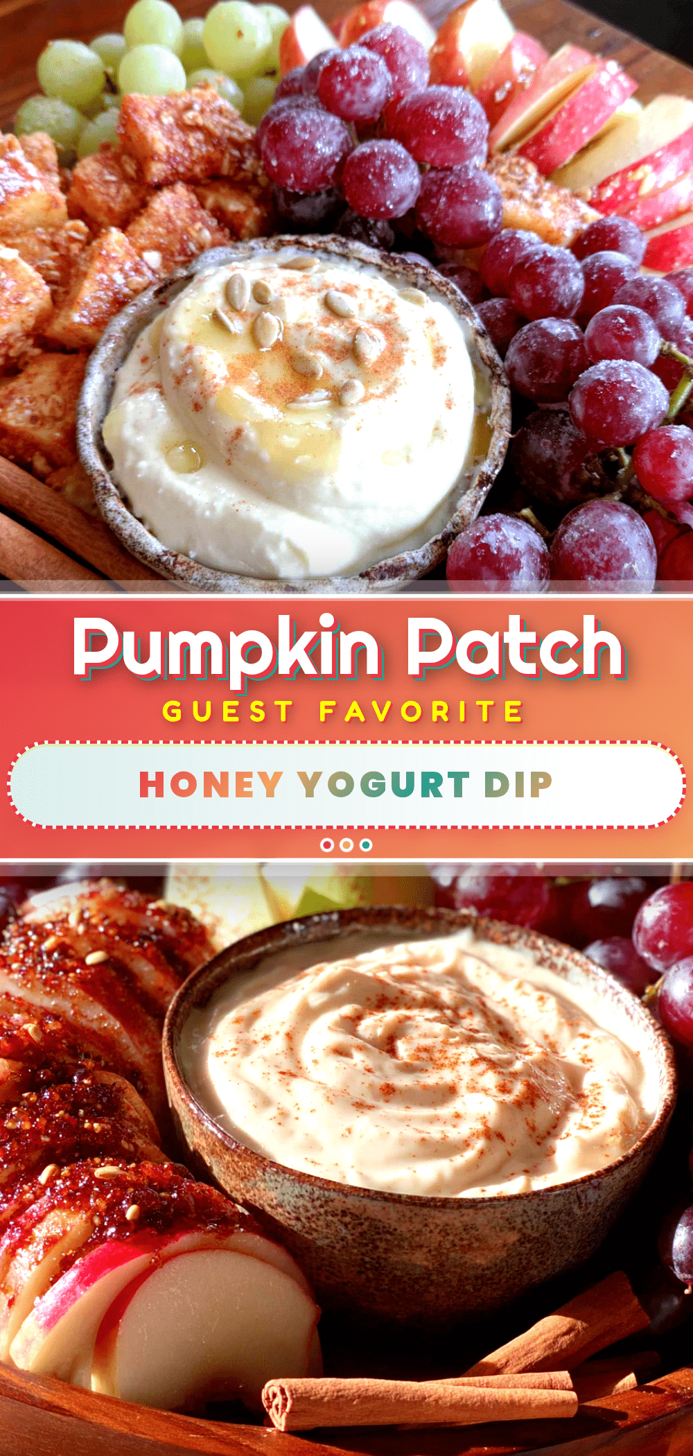 Easy Pumpkin Patch Fruit Tray with Honey Yogurt Dip recipe