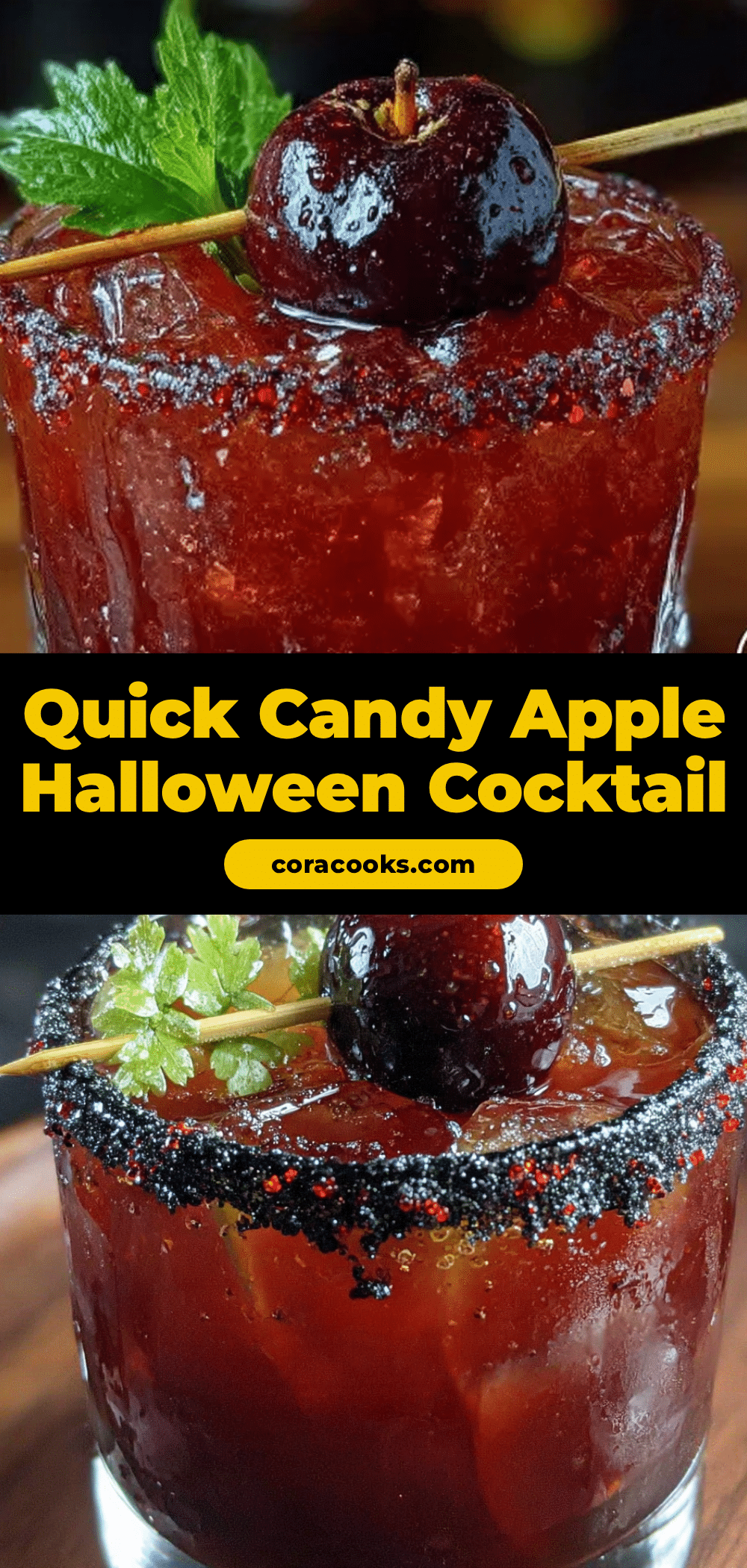 quick candy apple Halloween cocktail recipe