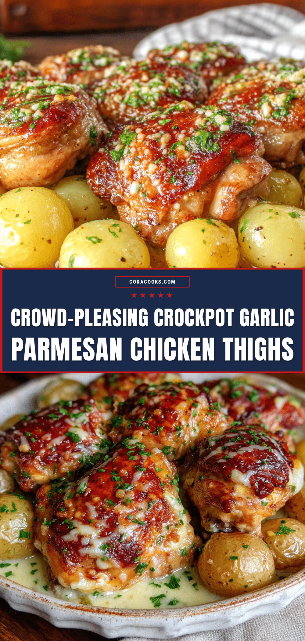 Crockpot Garlic Parmesan Chicken Thighs recipe