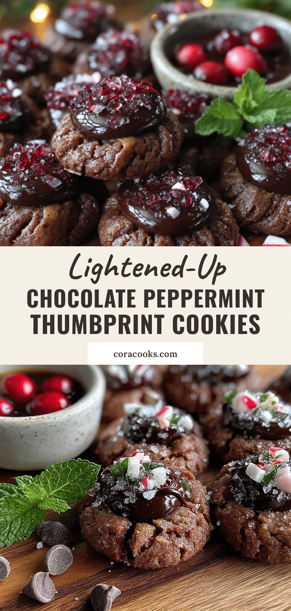 lightened-up chocolate peppermint thumbprint cookies recipe