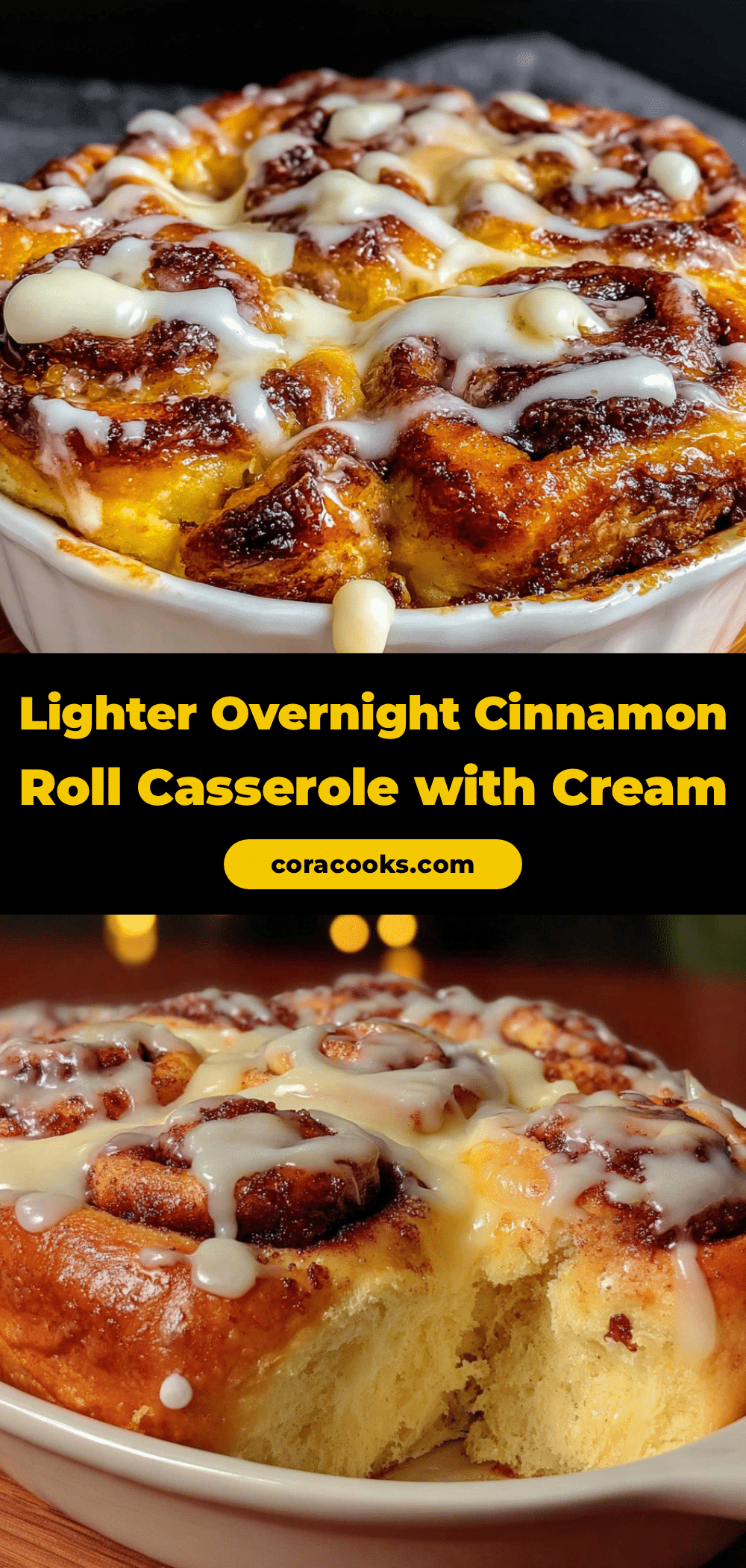 lighter overnight cinnamon roll casserole recipe