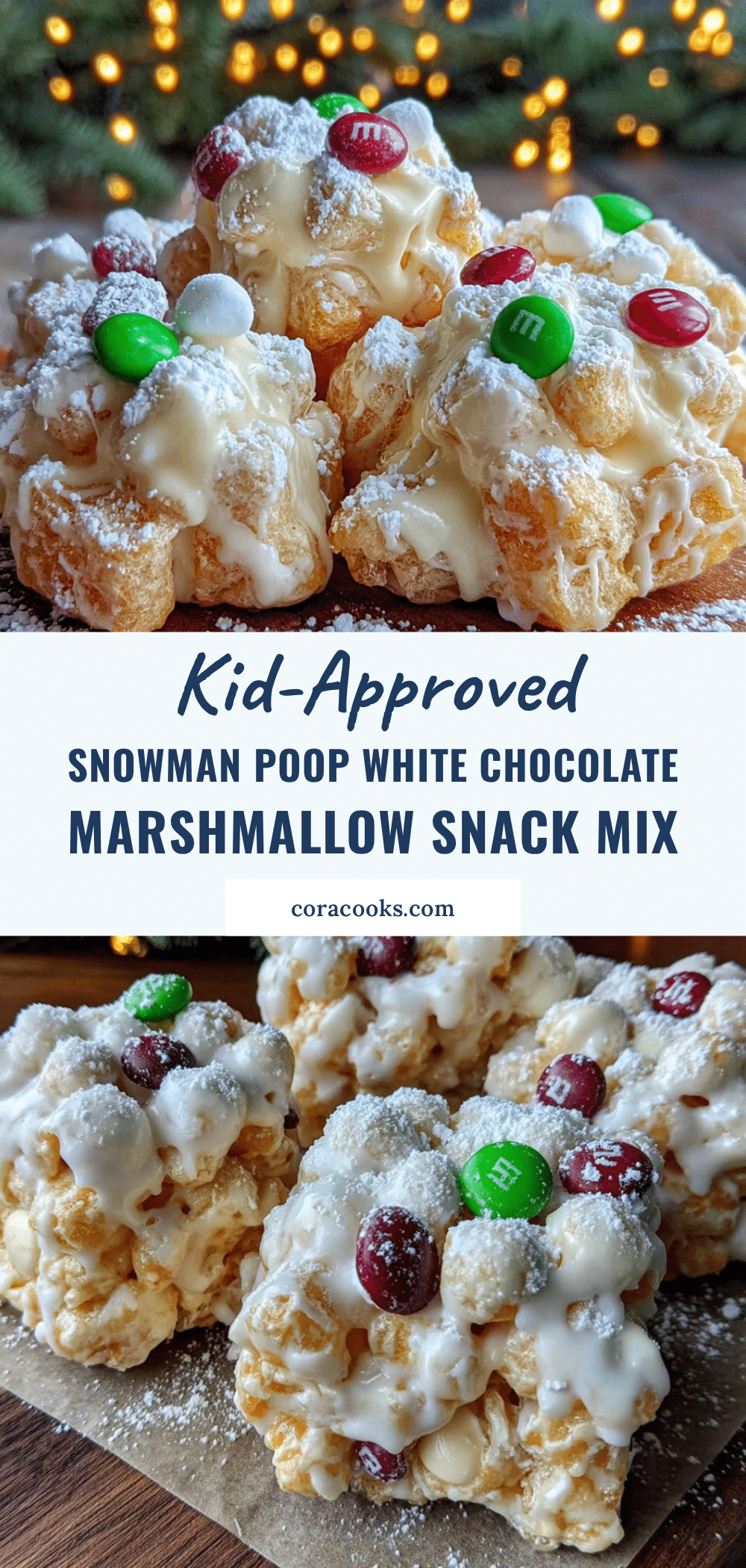 snowman poop white chocolate snack mix recipe